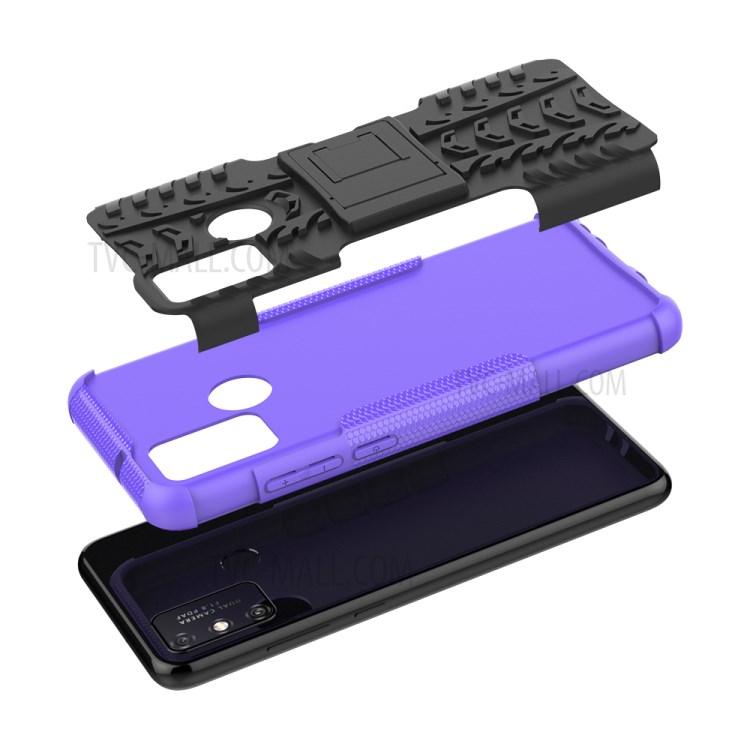 Anti-slip PC + TPU Combo Case with Kickstand for Honor Play 9A - Purple-7