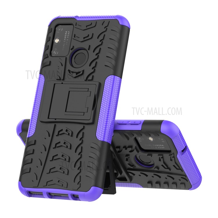 Anti-slip PC + TPU Combo Case with Kickstand for Honor Play 9A - Purple-8