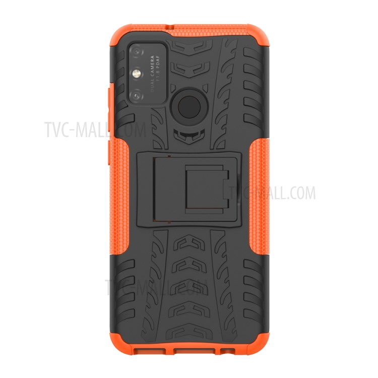 Anti-slip PC + TPU Combo Case with Kickstand for Honor Play 9A - Orange-2