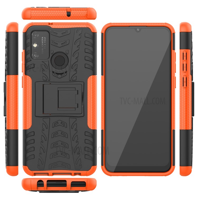 Anti-slip PC + TPU Combo Case with Kickstand for Honor Play 9A - Orange-7