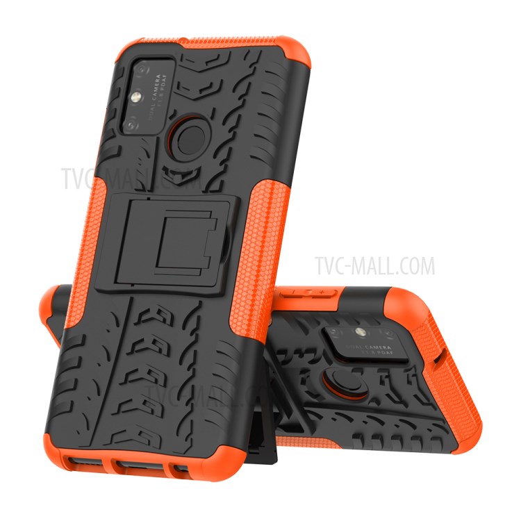 Anti-slip PC + TPU Combo Case with Kickstand for Honor Play 9A - Orange-8
