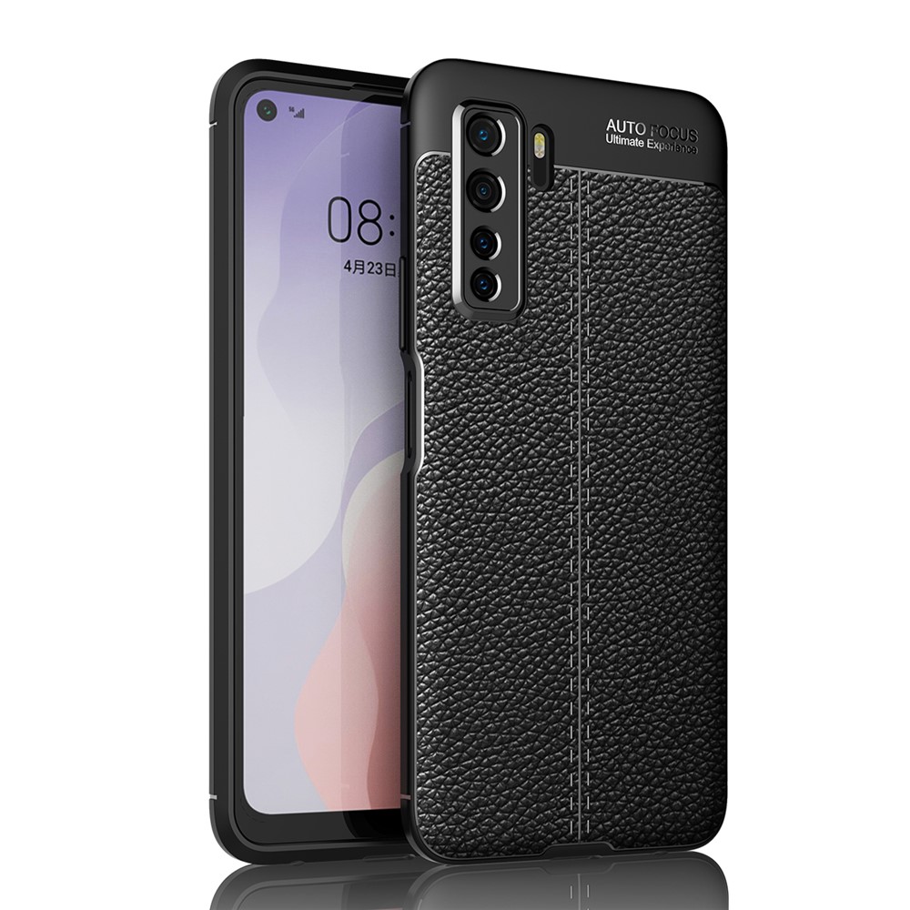 Litchi Texture Soft TPU Mobile Phone Shell for Huawei nova 7 SE - Black-1