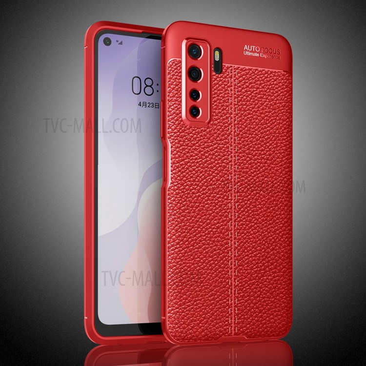 Litchi Texture Soft TPU Mobile Phone Shell for Huawei nova 7 SE/P40 lite 5G - Red-1