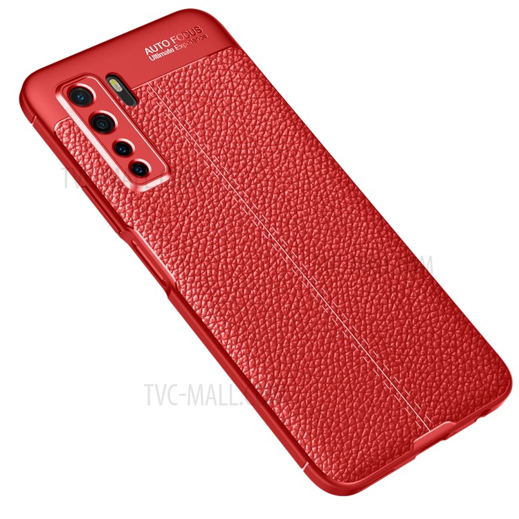 Litchi Texture Soft TPU Mobile Phone Shell for Huawei nova 7 SE/P40 lite 5G - Red-2