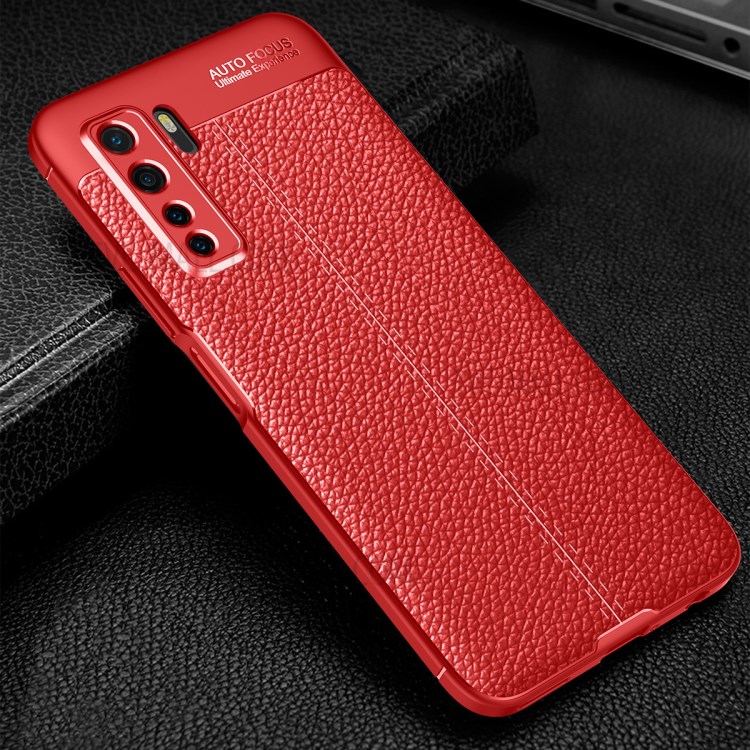 Litchi Texture Soft TPU Mobile Phone Shell for Huawei nova 7 SE/P40 lite 5G - Red-3