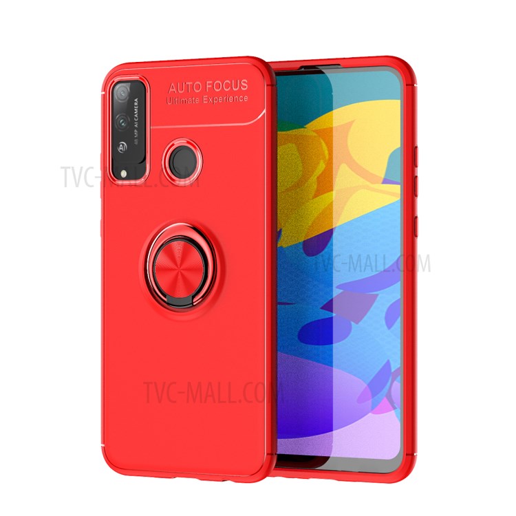 Protective Finger Ring Kickstand TPU Shell Case for Honor Honor Play 4T (Built-in Metal Sheet) - Red