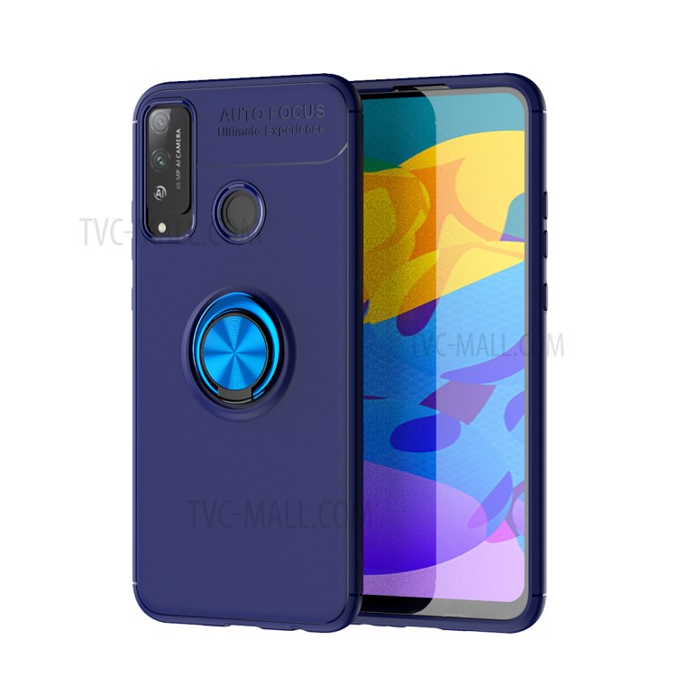 Protective Finger Ring Kickstand TPU Shell Case for Honor Honor Play 4T (Built-in Metal Sheet) - Blue