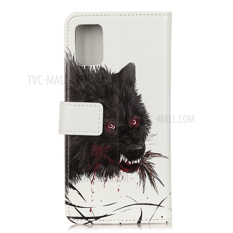 Protective Patterned Flip PU Leather Cover Wallet Stand Shell for Honor 30 Pro/30 Pro Plus - Black Wolf-2