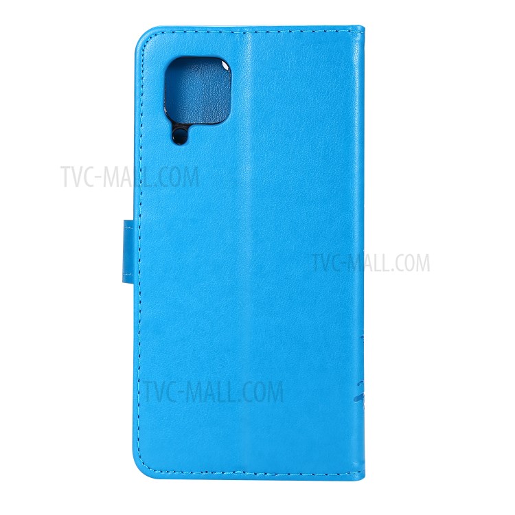 Imprint Butterfly Flower Leather Wallet Mobile Cover for Huawei P40 lite/nova 6 SE/Nova 7i - Blue-2