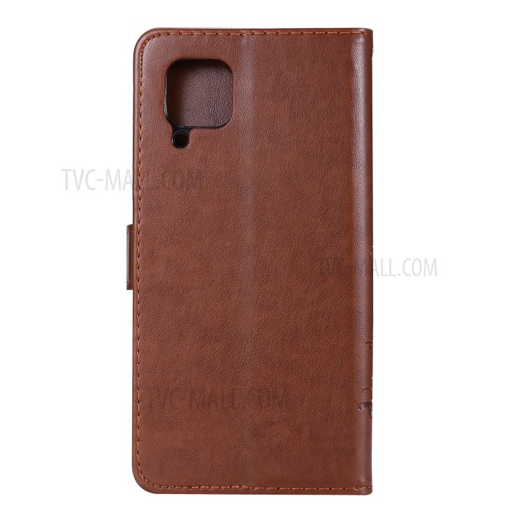 Imprint Butterfly Flower Leather Wallet Mobile Cover for Huawei P40 lite/nova 6 SE/Nova 7i - Brown-2