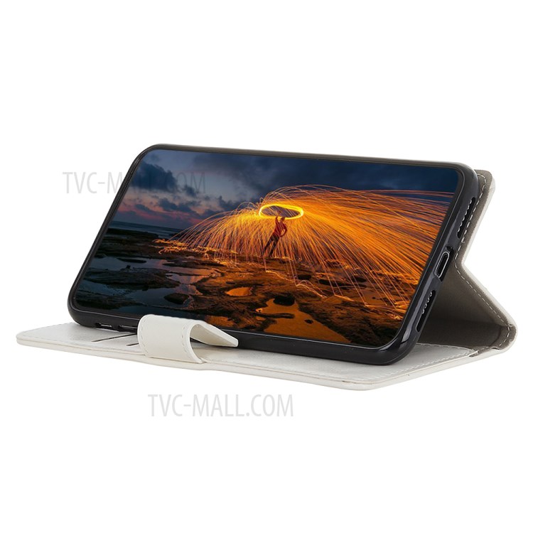 Crazy Horse Wallet Stand PU Leather Protector Shell for Honor 30 - White-9