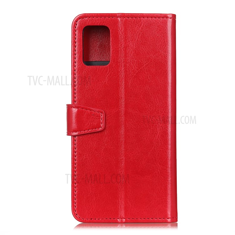Crazy Horse Wallet Stand PU Leather Protector Shell for Honor 30 - Red-2