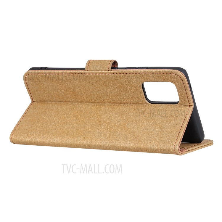 KHAZNEH Vintage Split Leather Protector Cover with Wallet Stand for Honor 30 - Yellow-3