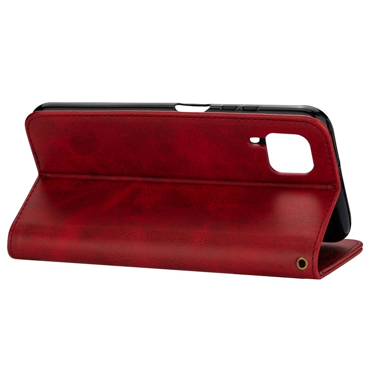 Zipper Pocket Wallet Stand Flip Leather Phone Case with Strap for Huawei P40 LITE/Nova 6 SE/Nova 7i - Red-4