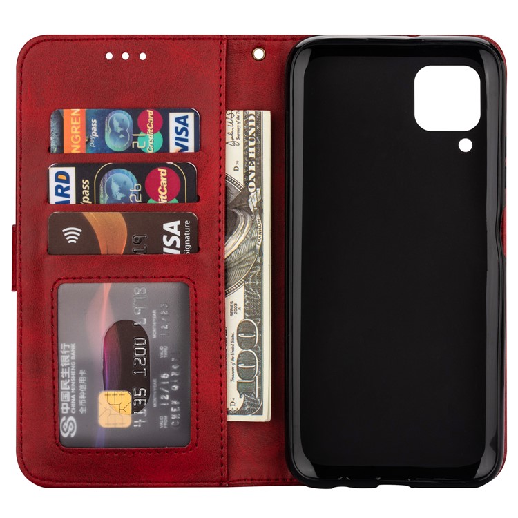 Zipper Pocket Wallet Stand Flip Leather Phone Case with Strap for Huawei P40 LITE/Nova 6 SE/Nova 7i - Red-5