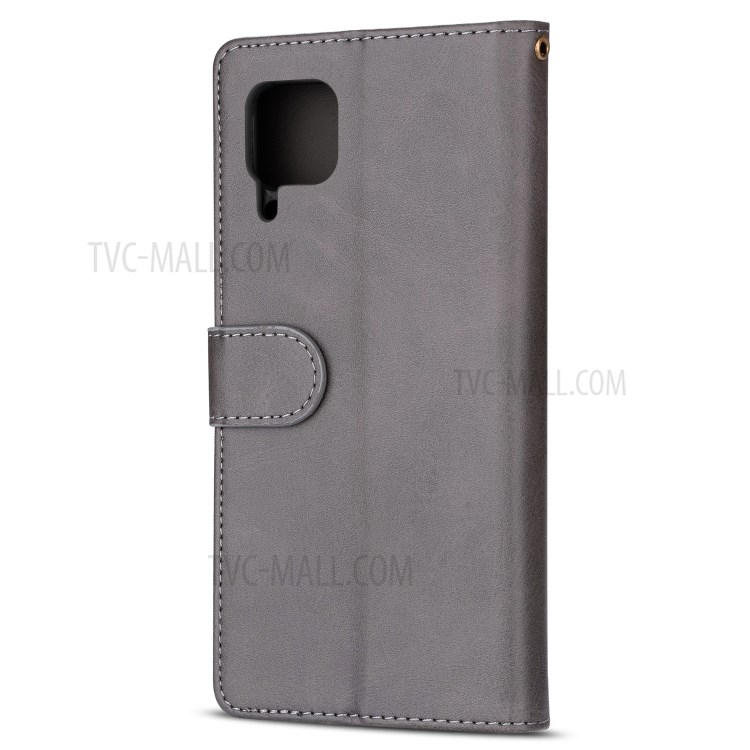 Zipper Pocket Wallet Stand Flip Leather Phone Case with Strap for Huawei P40 LITE/Nova 6 SE/Nova 7i - Grey-3