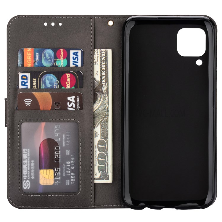 Zipper Pocket Wallet Stand Flip Leather Phone Case with Strap for Huawei P40 LITE/Nova 6 SE/Nova 7i - Grey-5