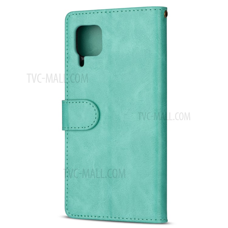 Zipper Pocket Wallet Stand Flip Leather Phone Case with Strap for Huawei P40 LITE/Nova 6 SE/Nova 7i - Green-3