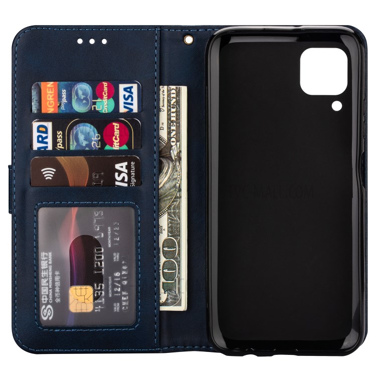 Zipper Pocket Wallet Stand Flip Leather Phone Case with Strap for Huawei P40 LITE/Nova 6 SE/Nova 7i - Blue-5