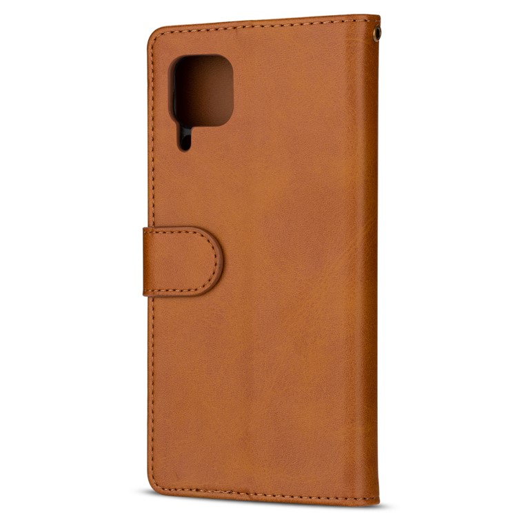 Support de Portefeuille de Poche à Glissière Flip Cuir Phone Case Avec Sangle Pour Huawei P40 Lite / Nova 6 se / Nova 7i - Brun