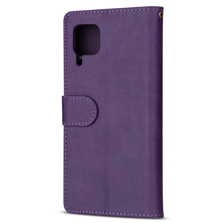 Zipper Pocket Wallet Stand Flip Leather Phone Case with Strap for Huawei P40 LITE/Nova 6 SE/Nova 7i - Purple-3