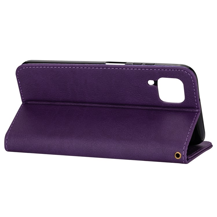 Zipper Pocket Wallet Stand Flip Leather Phone Case with Strap for Huawei P40 LITE/Nova 6 SE/Nova 7i - Purple-4