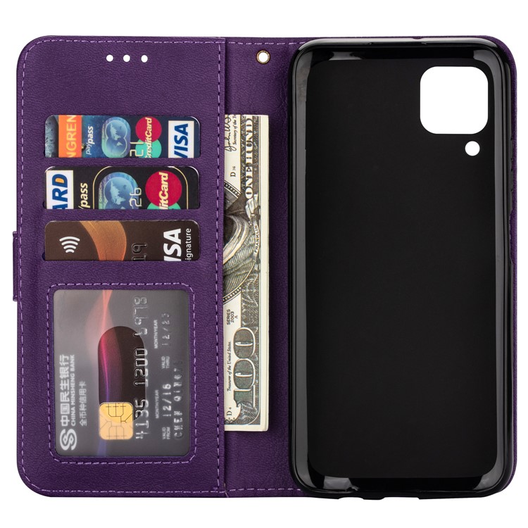 Zipper Pocket Wallet Stand Flip Leather Phone Case with Strap for Huawei P40 LITE/Nova 6 SE/Nova 7i - Purple-5