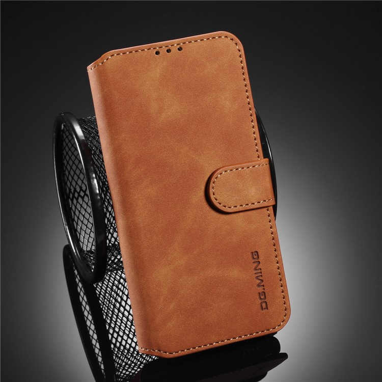 DG.MING Retro Style Wallet Leather Stand Case for Huawei P40 - Brown-8