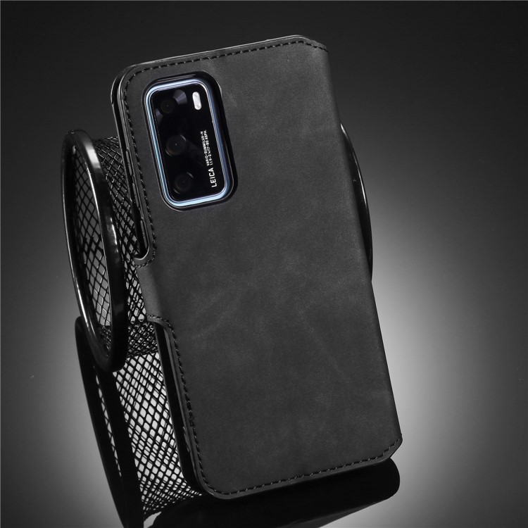 DG.MING Retro Style Wallet Leather Stand Case for Huawei P40 - Black-9