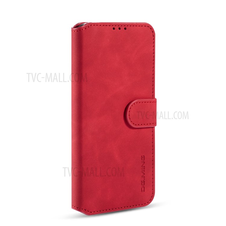 DG.MING Retro Style Wallet Leather Stand Case for Huawei P40 - Red-2