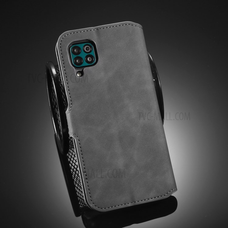 DG.MING Retro Style Wallet Leather Stand Case for Huawei P40 Lite/Nova 7i/Nova 6 SE - Grey-9