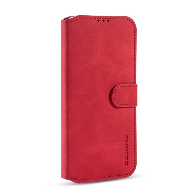 DG.MING Retro Style Wallet Leather Stand Case for Huawei P40 Lite/Nova 7i/Nova 6 SE - Red-2