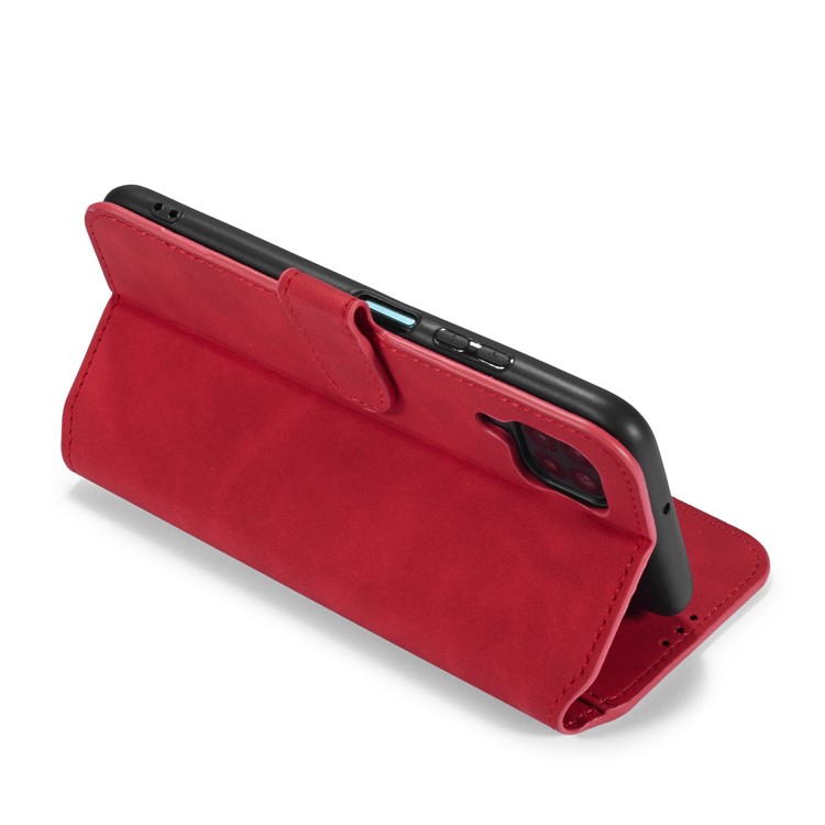 DG.MING Retro Style Wallet Leather Stand Case for Huawei P40 Lite/Nova 7i/Nova 6 SE - Red-6