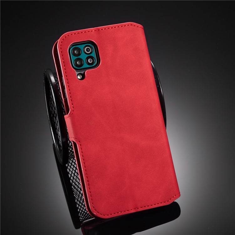 DG.MING Retro Style Wallet Leather Stand Case for Huawei P40 Lite/Nova 7i/Nova 6 SE - Red-9