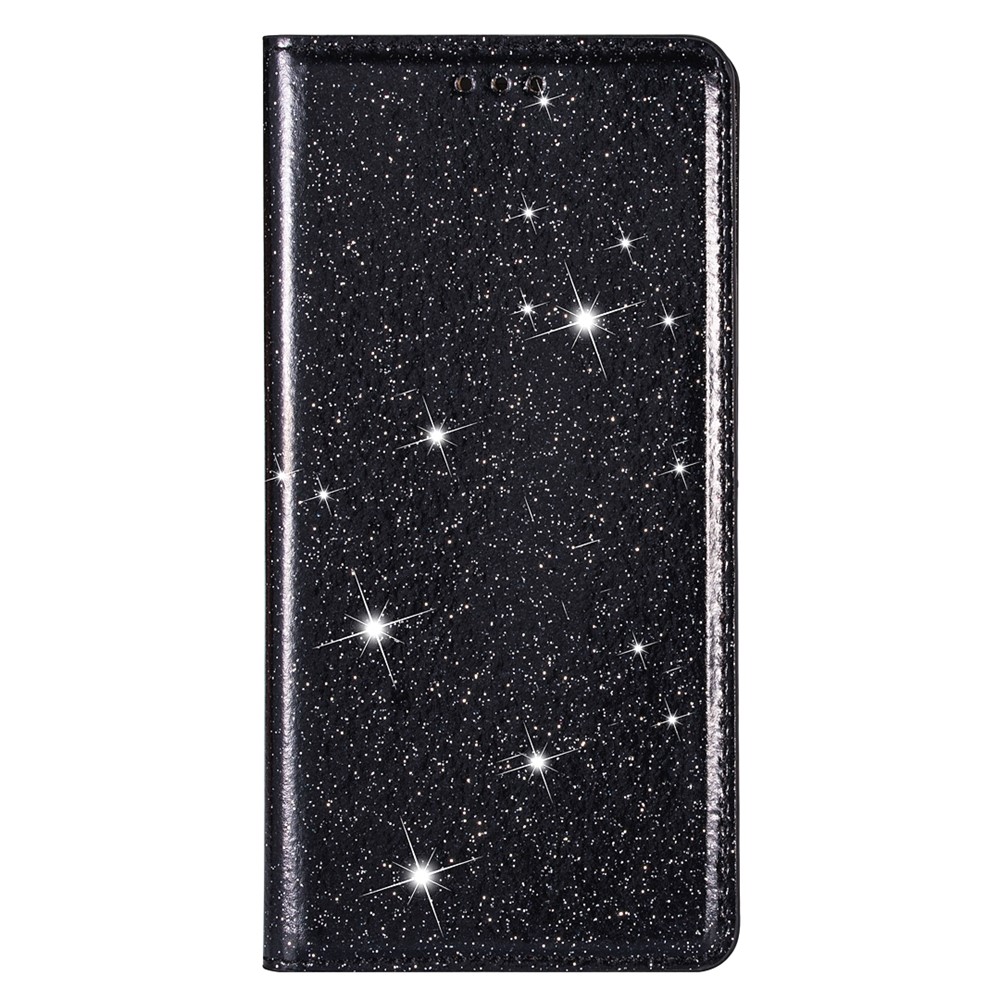 Flash Powder Auto-absorbed Leather Cover Stand Shell for Huawei P40 lite/nova 6 SE/Nova 7i - Black-2