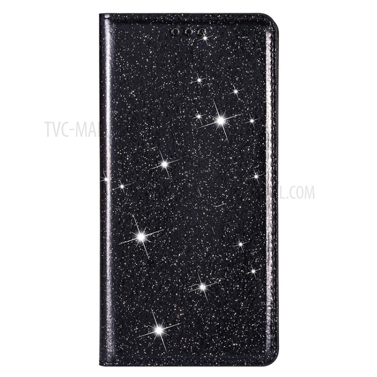 Flash Powder Auto-absorbed Leather Casing Stand Shell for Huawei P40 - Black-5