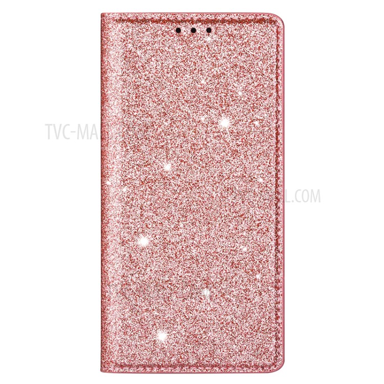 Flash Powder Auto-absorbed Leather Casing Stand Shell for Huawei P40 - Rose Gold-5