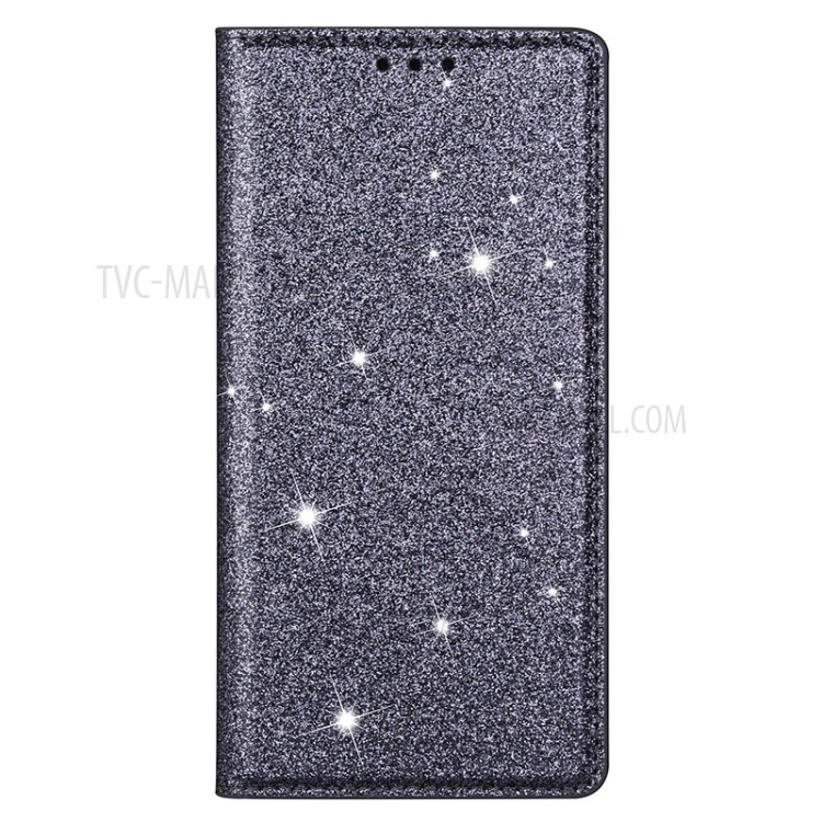Flash Powder Auto-absorbed Leather Shell with Card Slot for Huawei P40 Pro - Grey-5