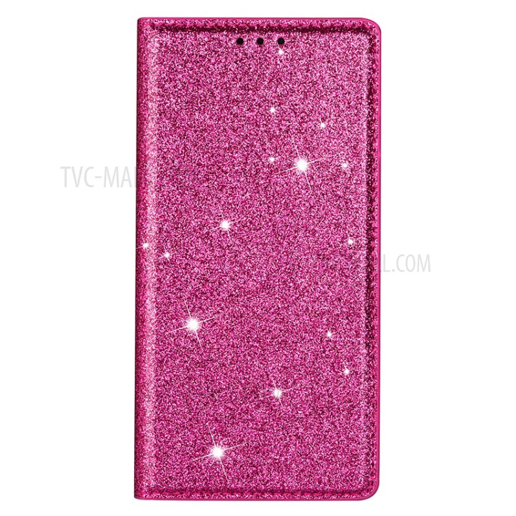 Flash Powder Auto-absorbed Leather Shell with Card Slot for Huawei P40 Pro - Rose-5