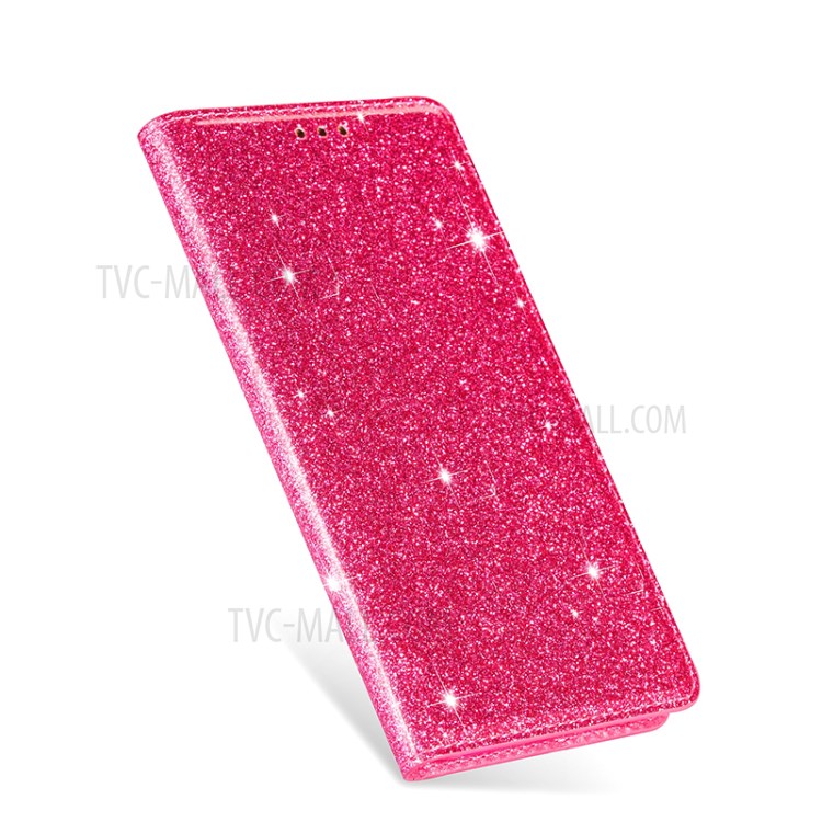 Flash Powder Auto-absorbed Leather Shell with Card Slot for Huawei P40 Pro - Rose-6