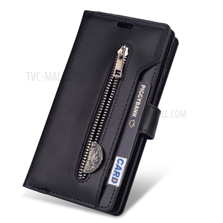 Multi-slot Wallet Zippered Leather Stand Case for Huawei P40 Lite/Nova 7i/Nova 6 SE - Black-3