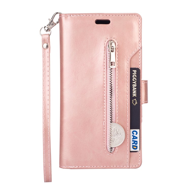 Multi-slot Wallet Zippered Leather Stand Case for Huawei P40 Lite/Nova 7i/Nova 6 SE - Rose Gold-2