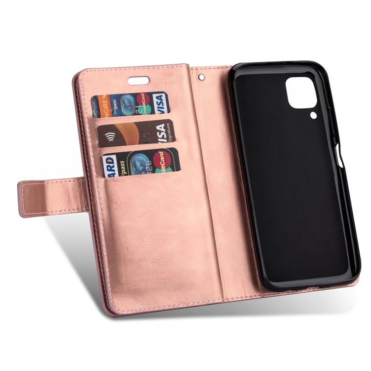 Portefeuille Multi-slot Cas De Stand En Cuir À Glissière Pour Huawei P40 Lite / Nova 7i / Nova 6 SE - Or Rose-8