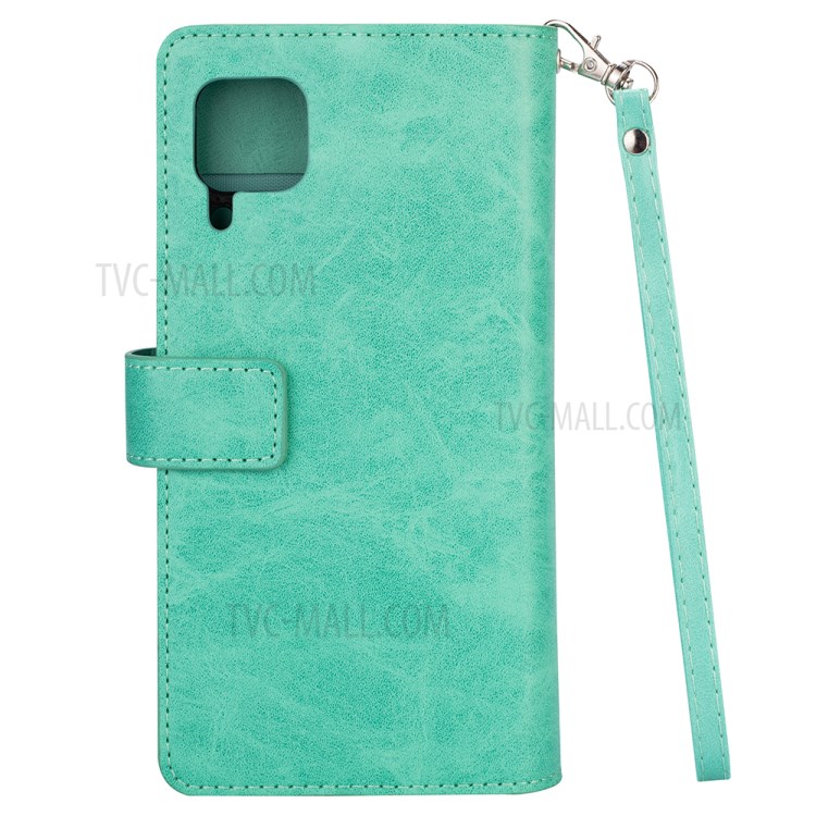 Multi-slot Wallet Zippered Leather Stand Case for Huawei P40 Lite/Nova 7i/Nova 6 SE - Cyan-5