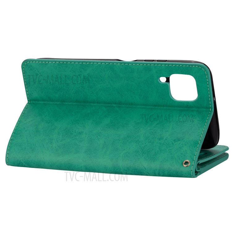 Multi-slot Wallet Zippered Leather Stand Case for Huawei P40 Lite/Nova 7i/Nova 6 SE - Cyan-7