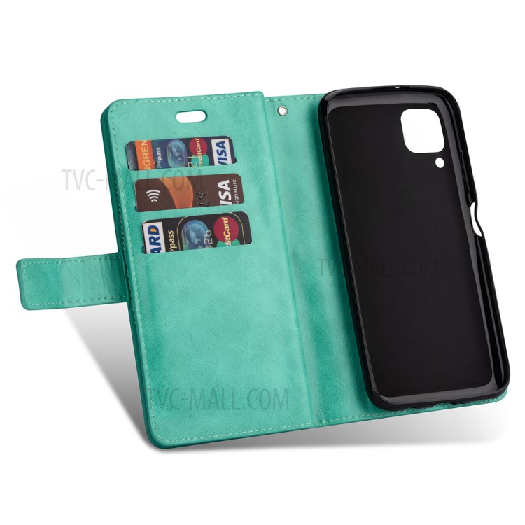 Multi-slot Wallet Zippered Leather Stand Case for Huawei P40 Lite/Nova 7i/Nova 6 SE - Cyan-8