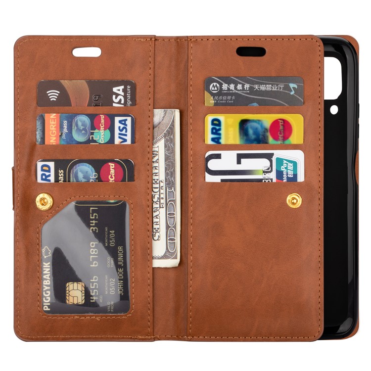 Multi-slot Wallet Zippered Leather Stand Case for Huawei P40 Lite/Nova 7i/Nova 6 SE - Brown-6