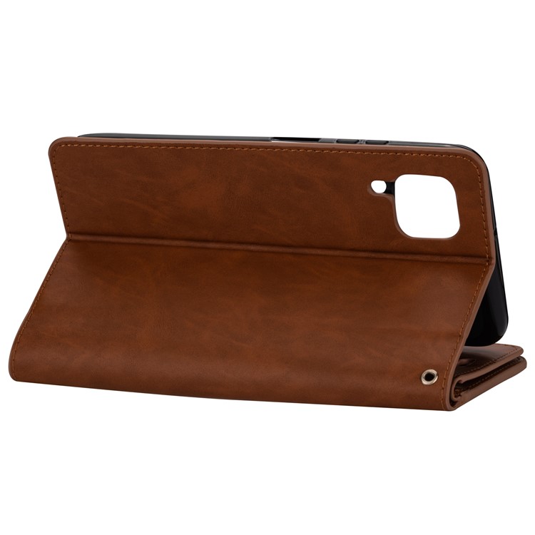 Multi-slot Wallet Zippered Leather Stand Case for Huawei P40 Lite/Nova 7i/Nova 6 SE - Brown-7