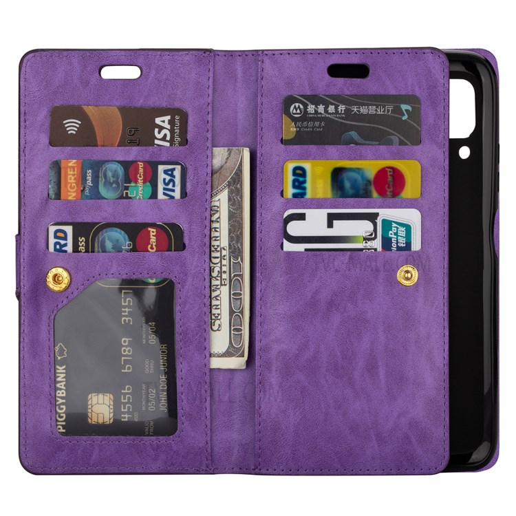 Multi-slot Wallet Zippered Leather Stand Case for Huawei P40 Lite/Nova 7i/Nova 6 SE - Purple-6