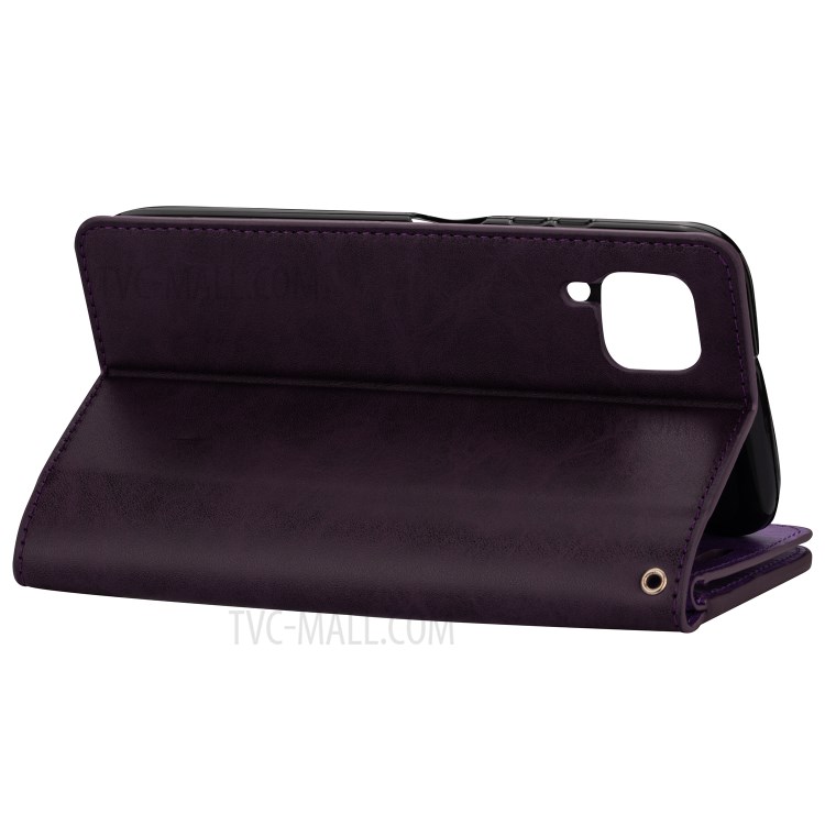 Multi-slot Wallet Zippered Leather Stand Case for Huawei P40 Lite/Nova 7i/Nova 6 SE - Purple-7